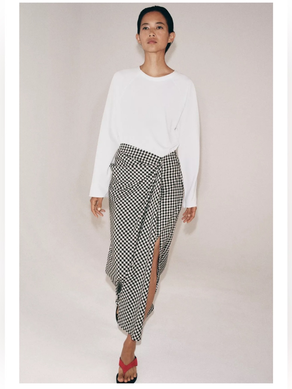 Zara draped gingham skirt